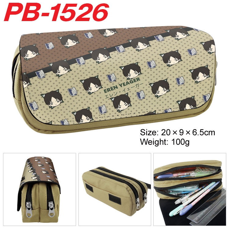 Shingeki no Kyojin Anime double-layer pu leather printing pencil case 20×9×6.5cm  PB-1526