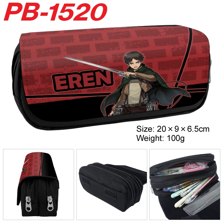 Shingeki no Kyojin Anime double-layer pu leather printing pencil case 20×9×6.5cm PB-1520