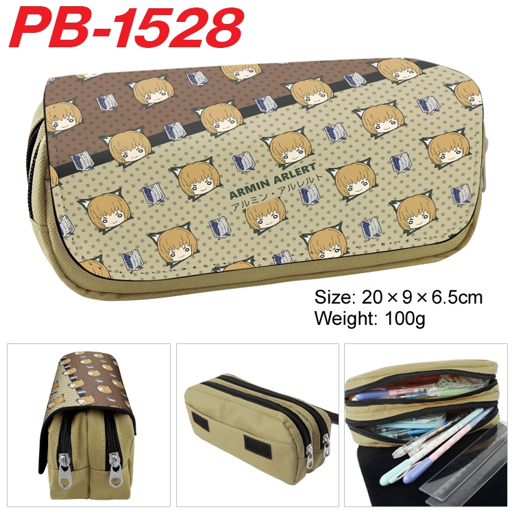 Shingeki no Kyojin Anime double-layer pu leather printing pencil case 20×9×6.5cm  PB-1528