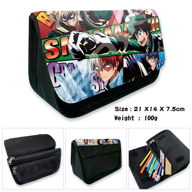 My Hero Academia Anime Velcro canvas zipper pencil case Pencil Bag 21×14×7.5cm