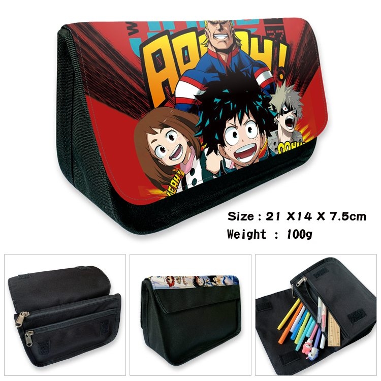 My Hero Academia Anime Velcro canvas zipper pencil case Pencil Bag 21×14×7.5cm