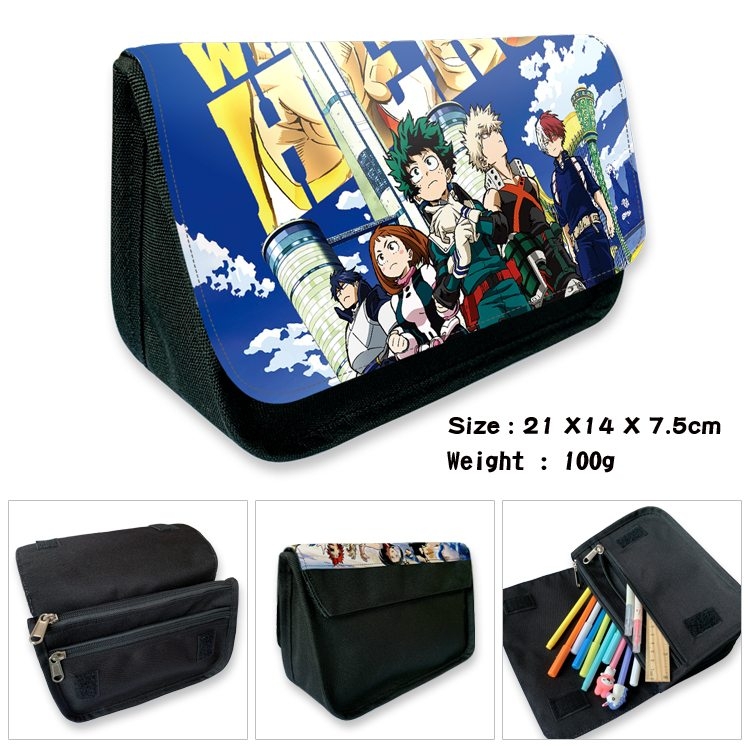 My Hero Academia Anime Velcro canvas zipper pencil case Pencil Bag 21×14×7.5cm