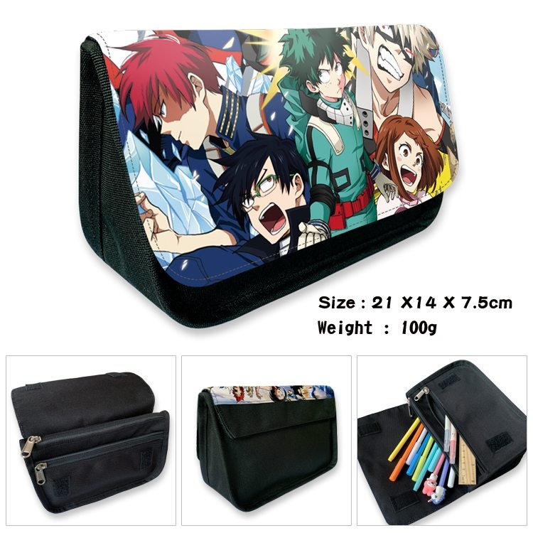 My Hero Academia Anime Velcro canvas zipper pencil case Pencil Bag 21×14×7.5cm