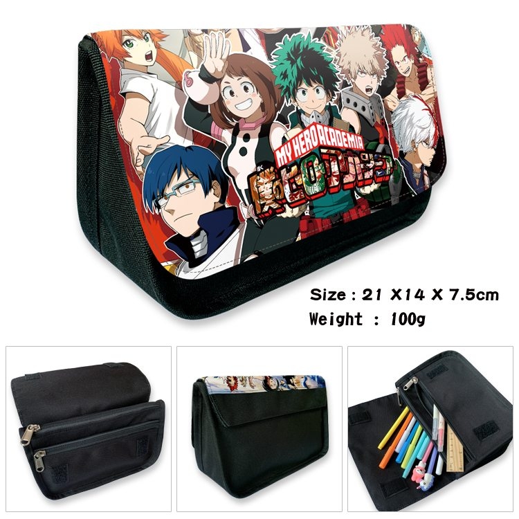 My Hero Academia Anime Velcro canvas zipper pencil case Pencil Bag 21×14×7.5cm