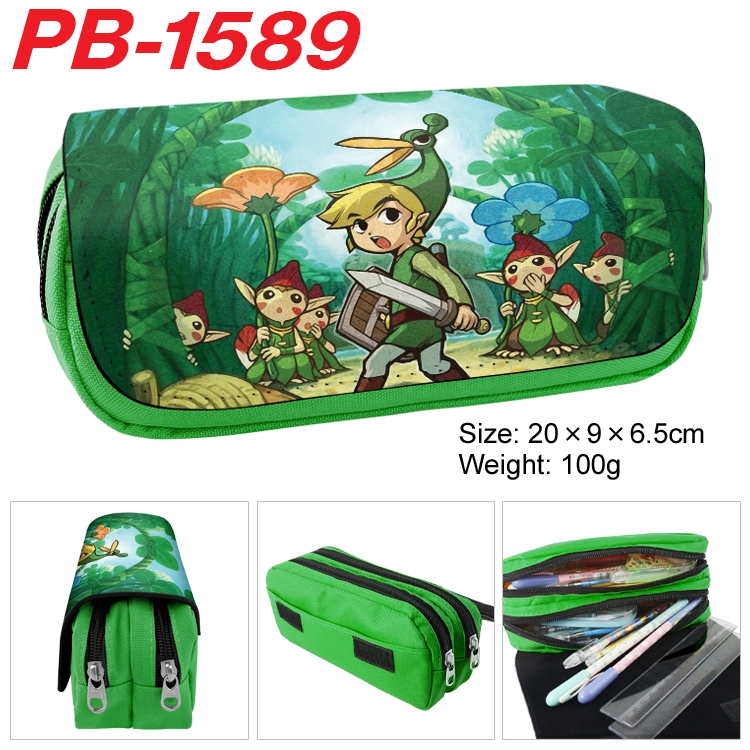 The Legend of Zelda Anime double-layer pu leather printing pencil case 20×9×6.5cm PB-1589