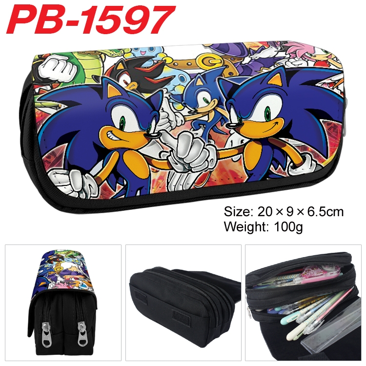 Sonic The Hedgehog Anime double-layer pu leather printing pencil case 20×9×6.5cm PB-1597