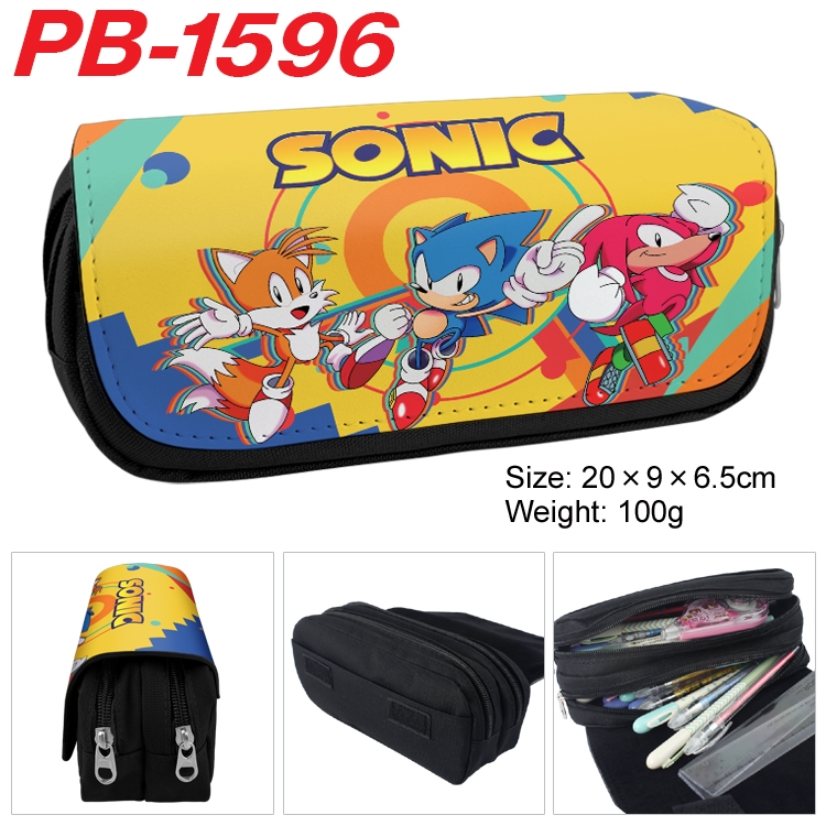 Sonic The Hedgehog Anime double-layer pu leather printing pencil case 20×9×6.5cm PB-1596