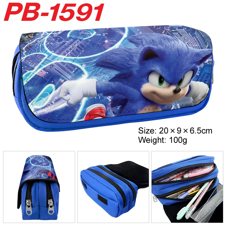 Sonic The Hedgehog Anime double-layer pu leather printing pencil case 20×9×6.5cm PB-1591