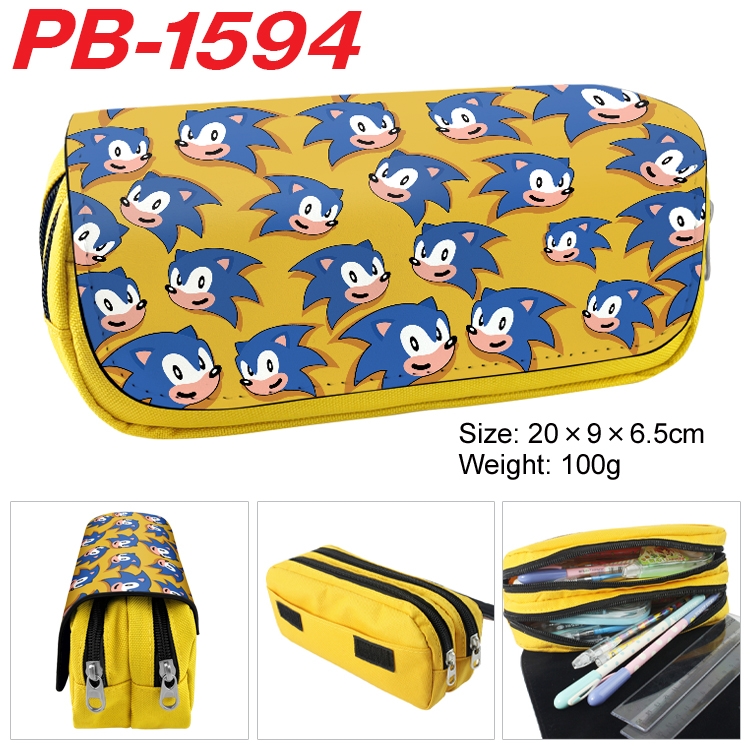 Sonic The Hedgehog Anime double-layer pu leather printing pencil case 20×9×6.5cm  PB-1594