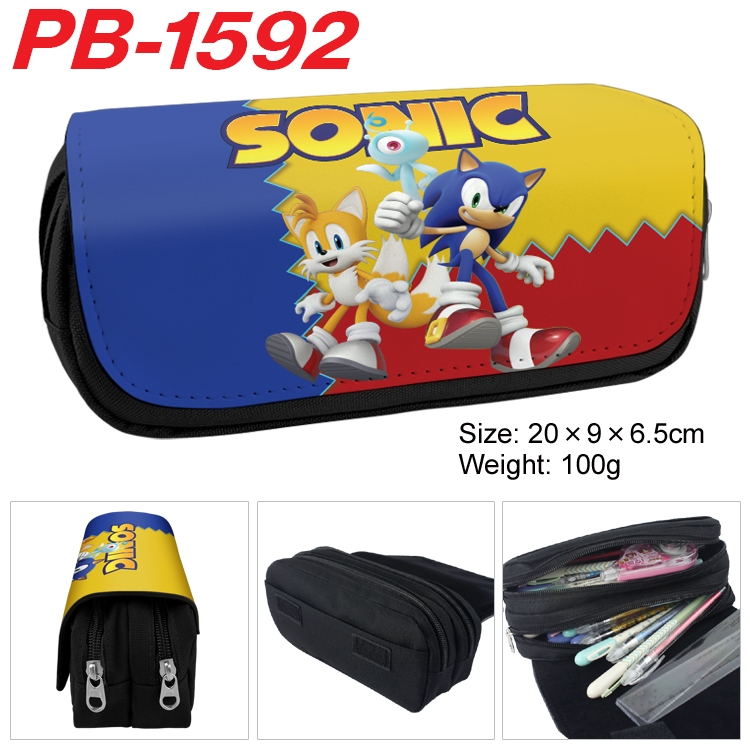 Sonic The Hedgehog Anime double-layer pu leather printing pencil case 20×9×6.5cm  PB-1592