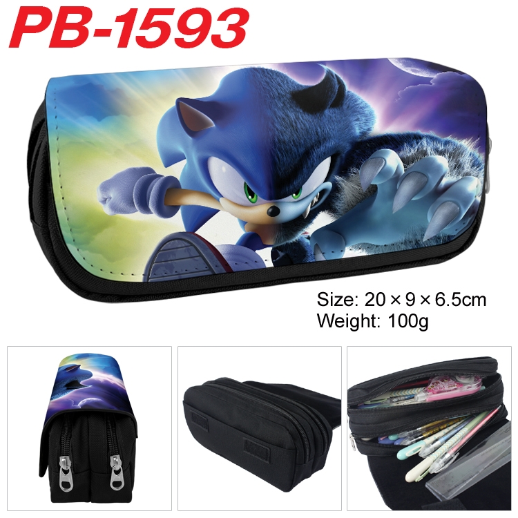 Sonic The Hedgehog Anime double-layer pu leather printing pencil case 20×9×6.5cm PB-1593