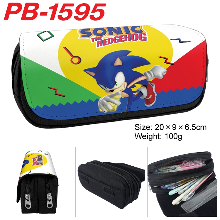 Sonic The Hedgehog Anime double-layer pu leather printing pencil case 20×9×6.5cm  PB-1595