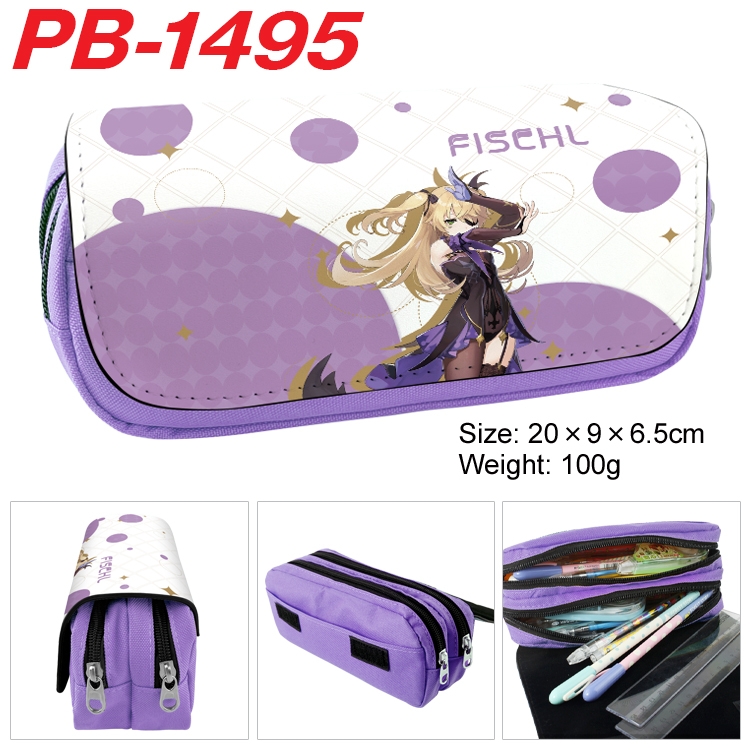 Genshin Impact Anime double-layer pu leather printing pencil case 20×9×6.5cm PB-1495