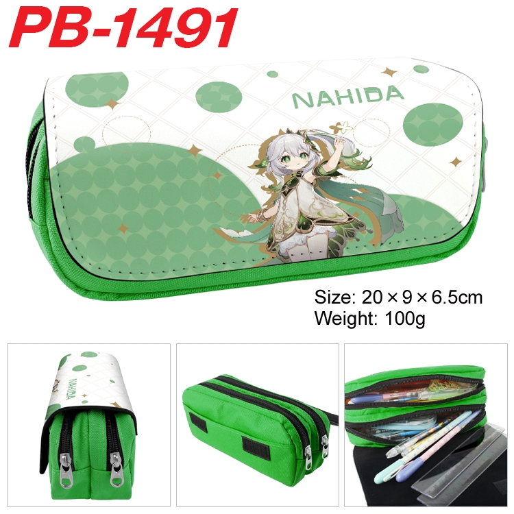 Genshin Impact Anime double-layer pu leather printing pencil case 20×9×6.5cm PB-1491