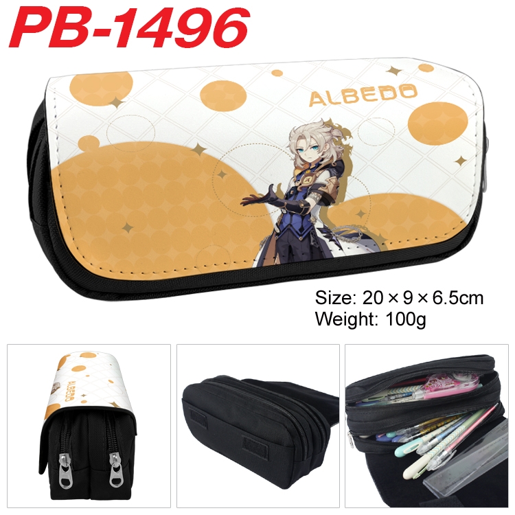 Genshin Impact Anime double-layer pu leather printing pencil case 20×9×6.5cm PB-1496