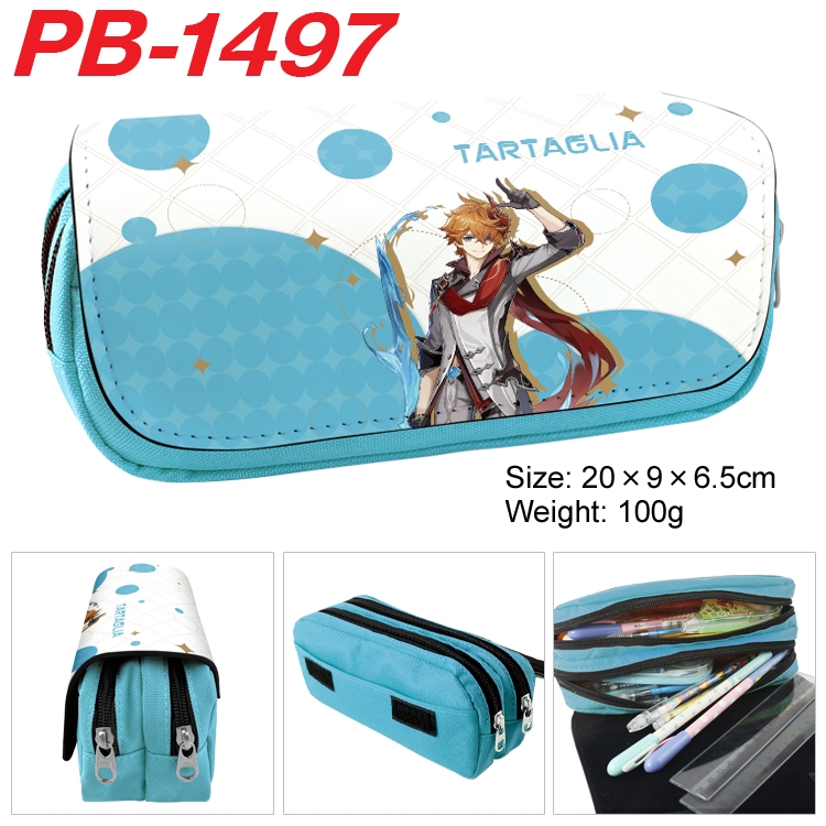 Genshin Impact Anime double-layer pu leather printing pencil case 20×9×6.5cm PB-1497