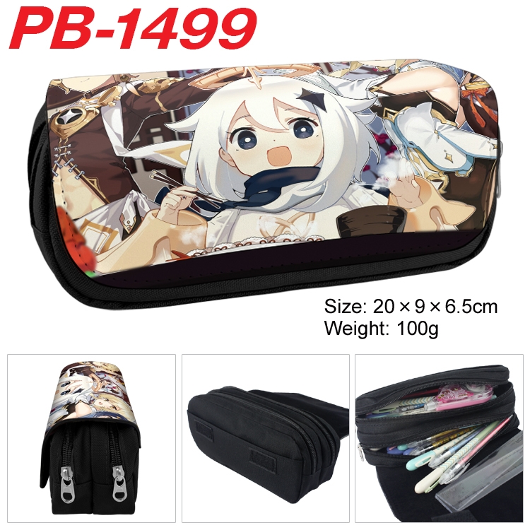 Genshin Impact Anime double-layer pu leather printing pencil case 20×9×6.5cm PB-1499