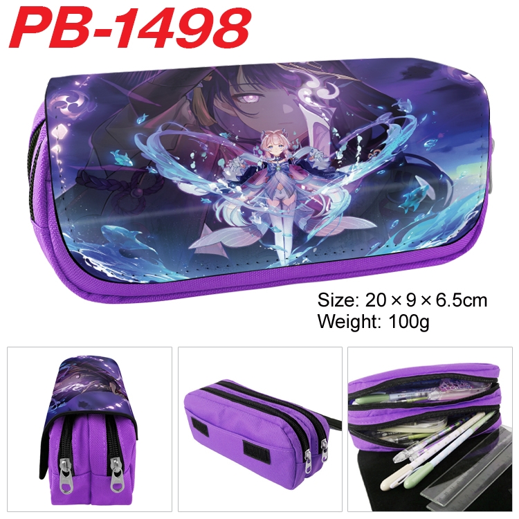 Genshin Impact Anime double-layer pu leather printing pencil case 20×9×6.5cm PB-1498