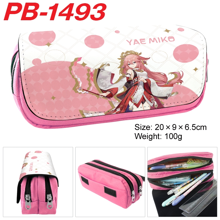 Genshin Impact Anime double-layer pu leather printing pencil case 20×9×6.5cm  PB-1493