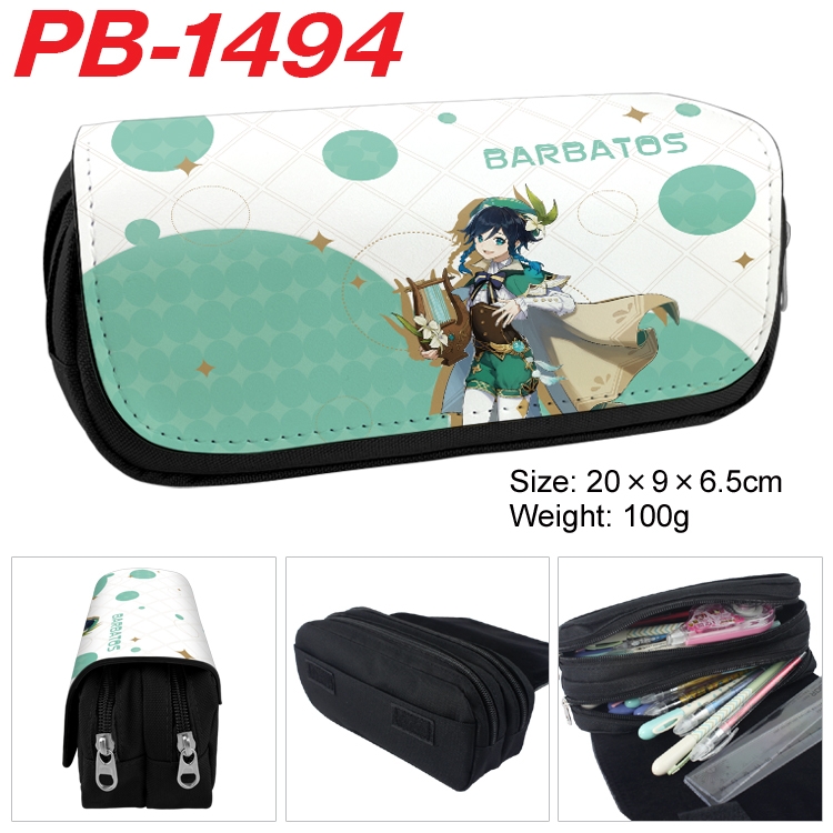 Genshin Impact Anime double-layer pu leather printing pencil case 20×9×6.5cm PB-1494