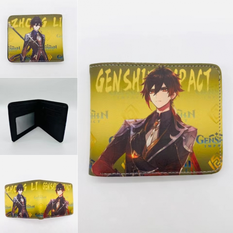 Genshin Impact Full color PU two fold short card bag wallet