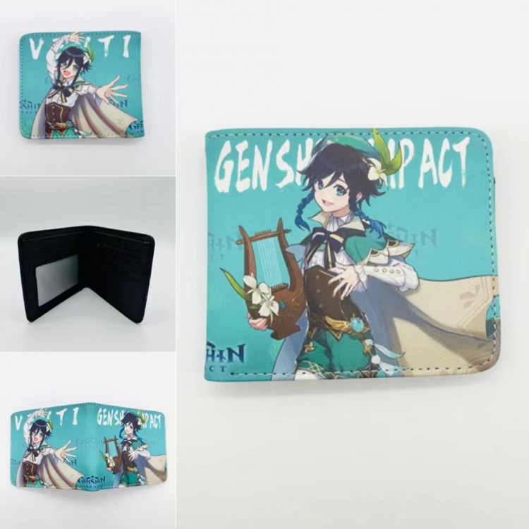 Genshin Impact Full color PU two fold short card bag wallet