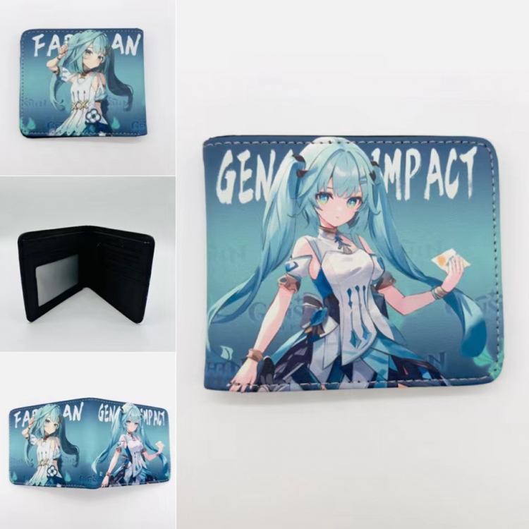 Genshin Impact Full color PU two fold short card bag wallet