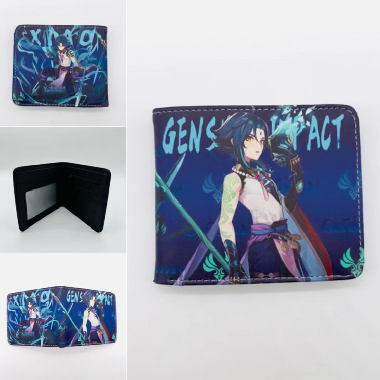 Genshin Impact Full color PU two fold short card bag wallet