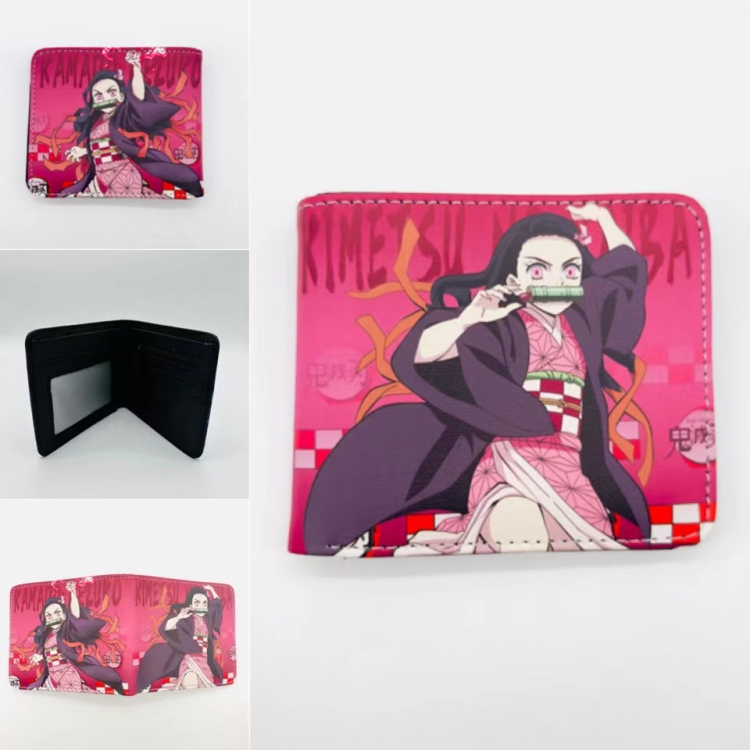 Demon Slayer Kimets Full color PU two fold short card bag wallet