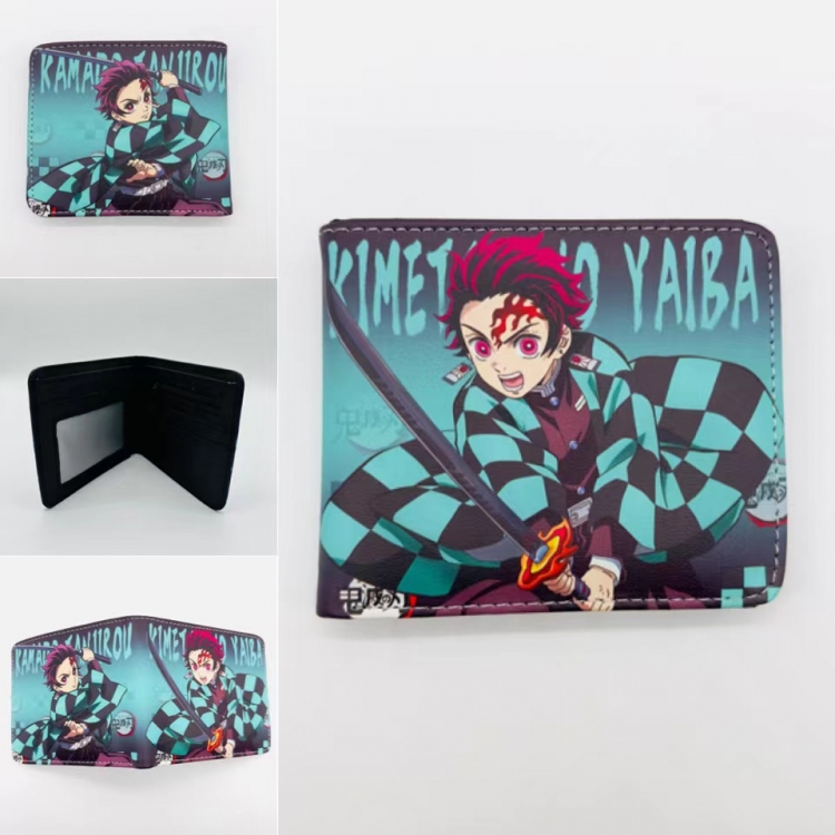 Demon Slayer Kimets Full color PU two fold short card bag wallet