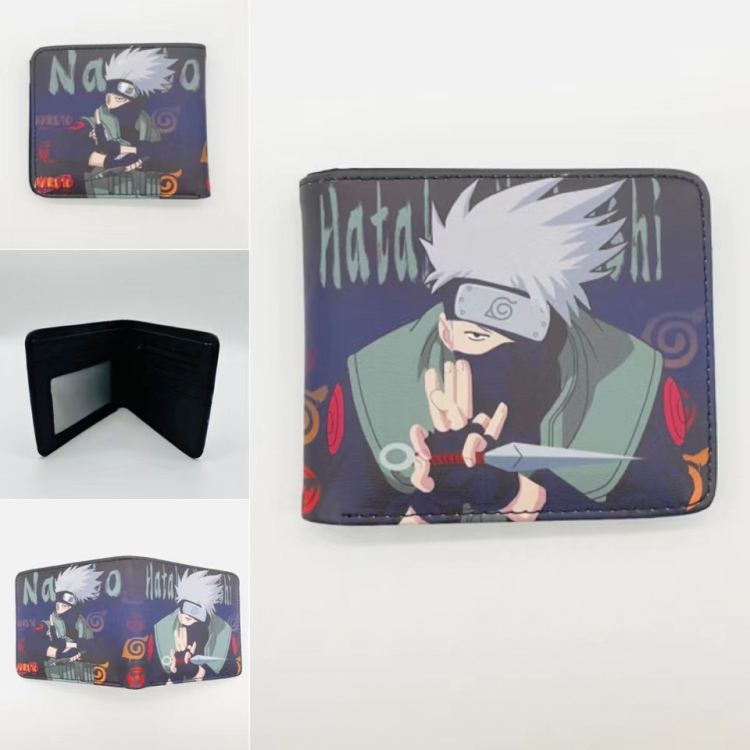 Naruto Full color PU two fold short card bag wallet