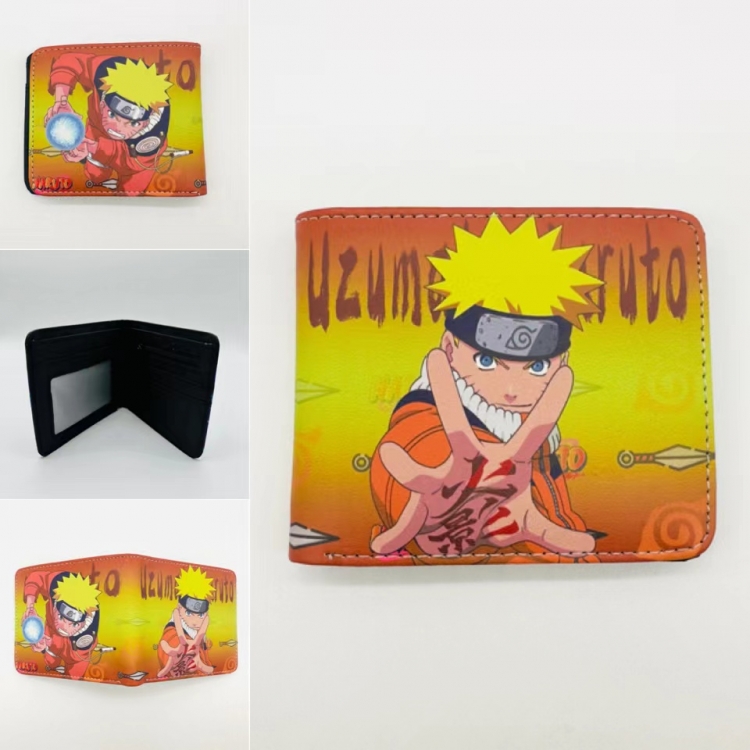 Naruto Full color PU two fold short card bag wallet