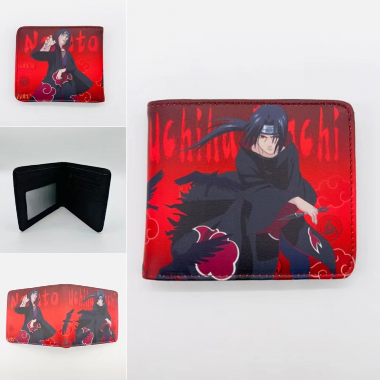 Naruto Full color PU two fold short card bag wallet