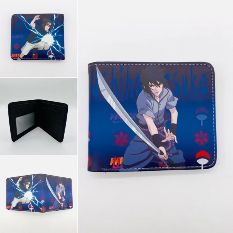 Naruto Full color PU two fold short card bag wallet