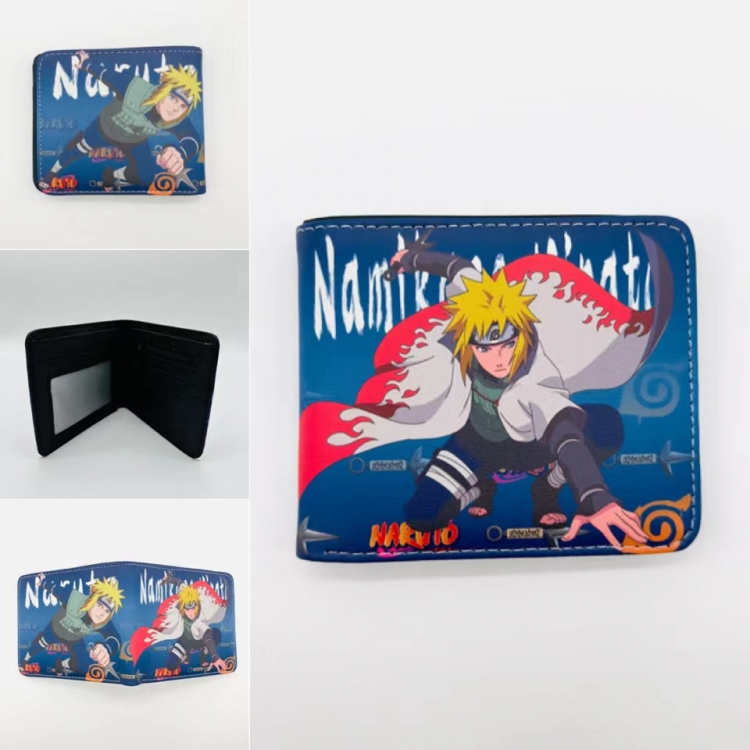 Naruto Full color PU two fold short card bag wallet