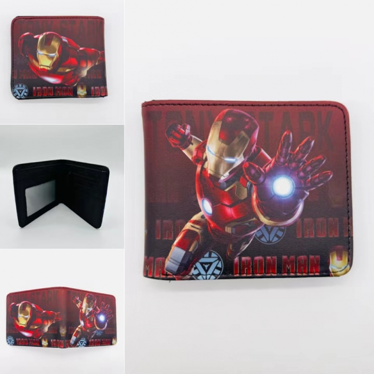 Iron Man Full color PU two fold short card bag wallet