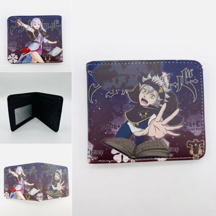 Black clover  Full color PU two fold short card bag wallet