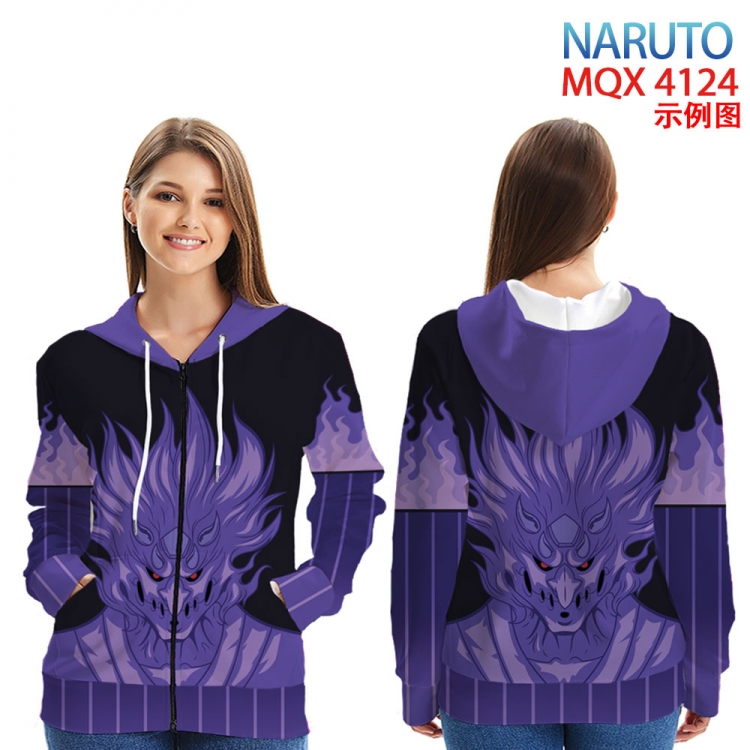 Naruto Long Sleeve Zip Hood Patch Pocket Sweatshirt from 2XS to 4XL  MQX-4124