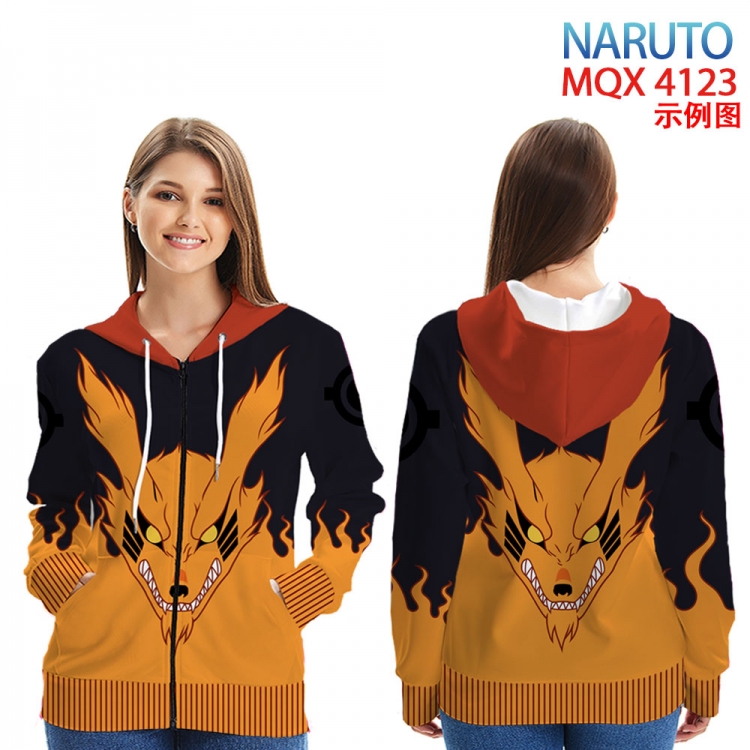 Naruto Long Sleeve Zip Hood Patch Pocket Sweatshirt from 2XS to 4XL MQX-4123