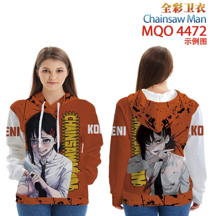 Chainsaw man Long Sleeve Hooded Full Color Patch Pocket Sweatshirt from XXS to 4XL MQO-4472