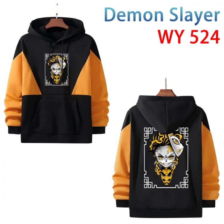 Demon Slayer Kimets Anime color contrast patch pocket sweater  from S to 3XL WY-524