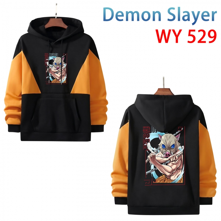 Demon Slayer Kimets Anime color contrast patch pocket sweater  from S to 3XL  WY-529