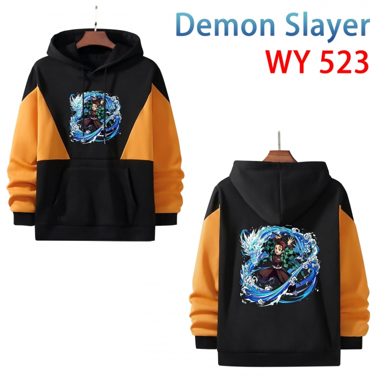 Demon Slayer Kimets Anime color contrast patch pocket sweater  from S to 3XL  WY-523