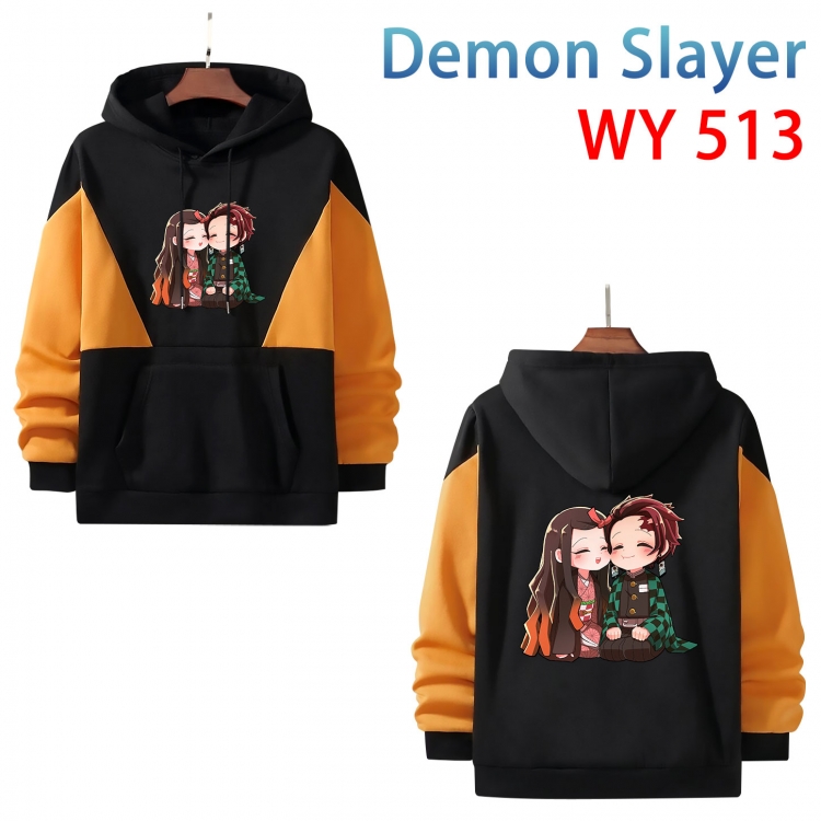 Demon Slayer Kimets Anime color contrast patch pocket sweater  from S to 3XL WY-513