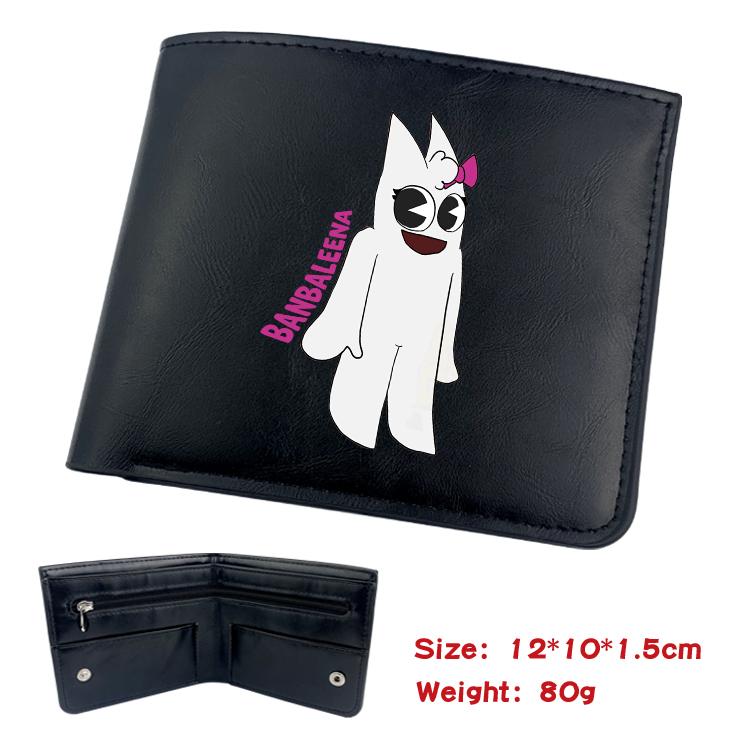 Garten of Banban Animation soft leather inner buckle black leather wallet 12X10X1.5CM