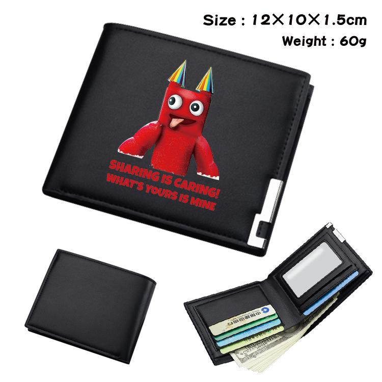 Garten of Banban Animation color picture black leather folding wallet 12x10x1.5cm