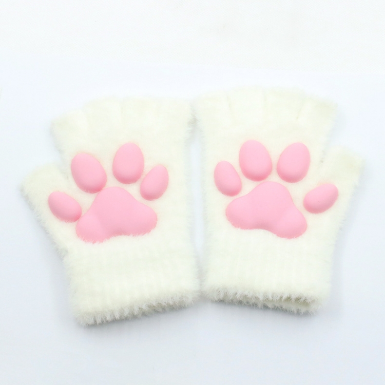 3D silicone cat claw female imitation mink hair warm plush open finger gloves price for 2 pairs
