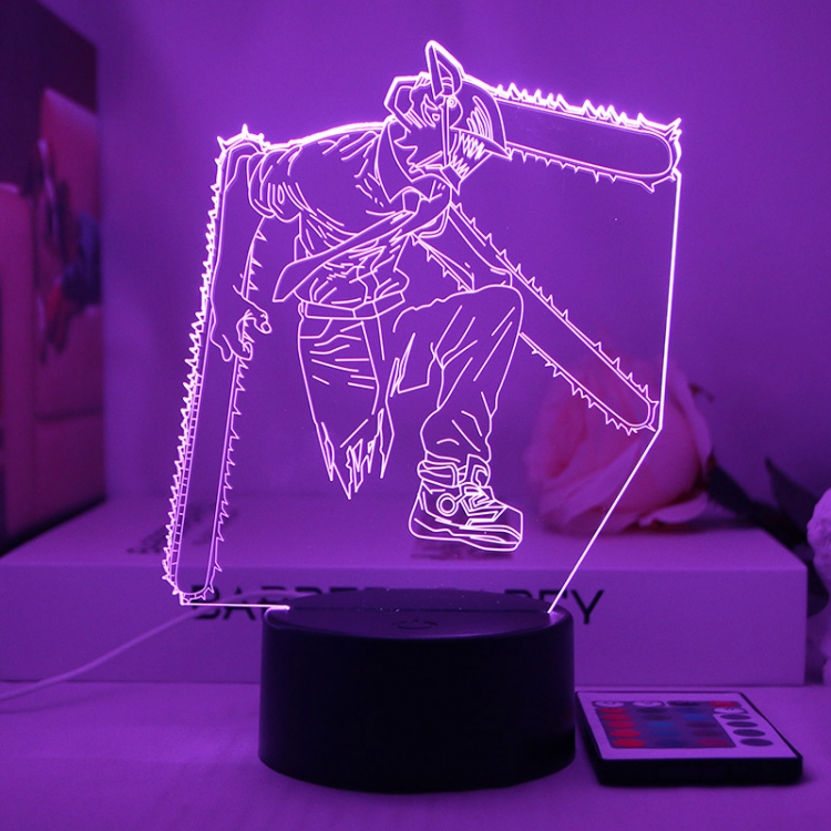Chainsaw man 3D night light USB touch switch colorful acrylic table lamp BLACK BASE  4006