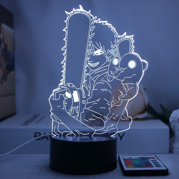 Chainsaw man 3D night light USB touch switch colorful acrylic table lamp BLACK BASE 2257