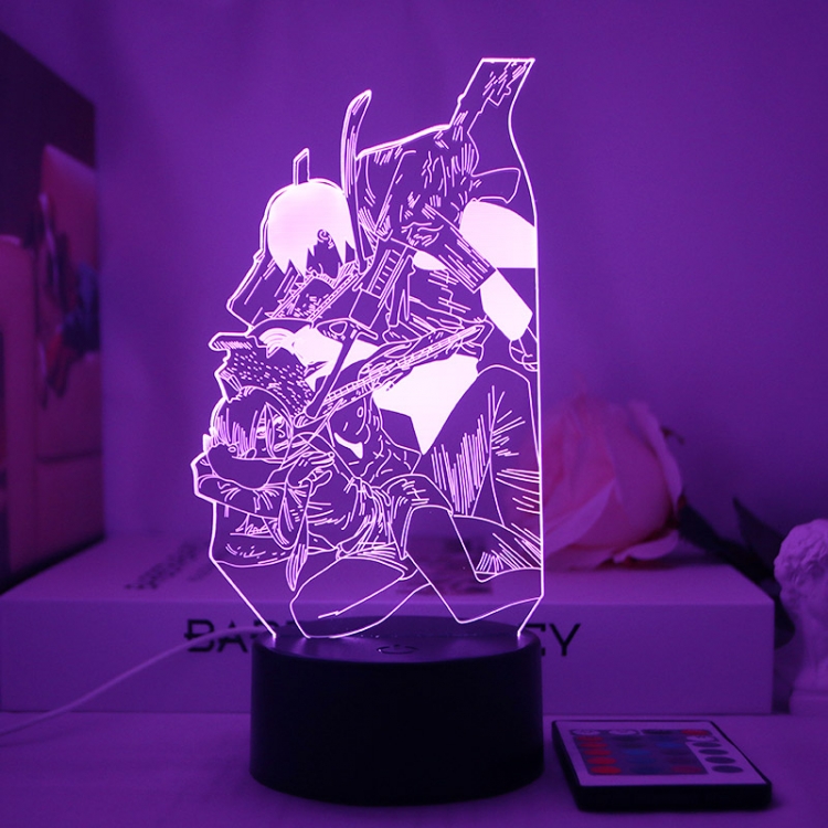 Chainsaw man 3D night light USB touch switch colorful acrylic table lamp BLACK BASE  4777